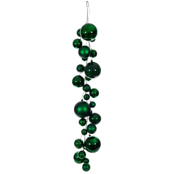 6' Green Matte/Shiny/Pearl Ball Branch Wire Garland