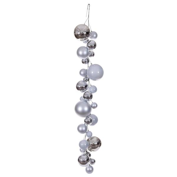 6' Silver Matte/Shiny/Pearl Ball Branch Wire Garland