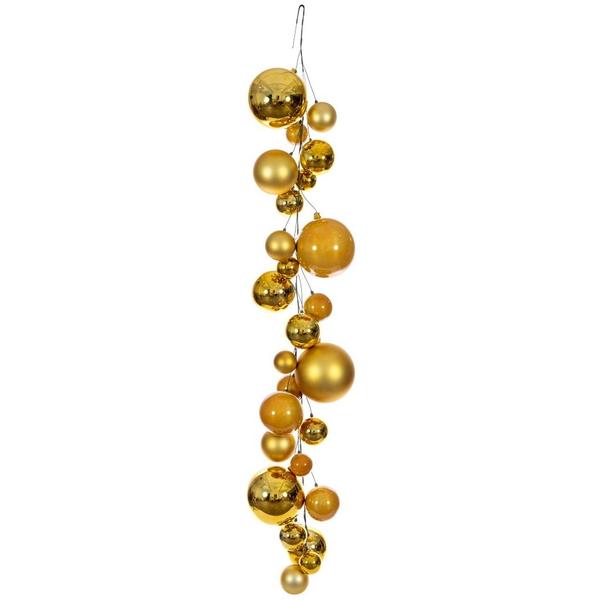6' Gold Matte/Shiny/Pearl Ball Branch Wire Garland