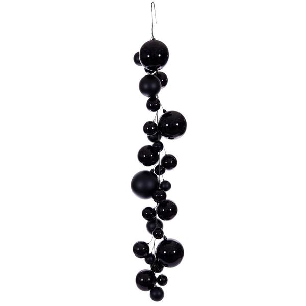 6' Black Matte/Shiny/Pearl Ball Branch Wire Garland