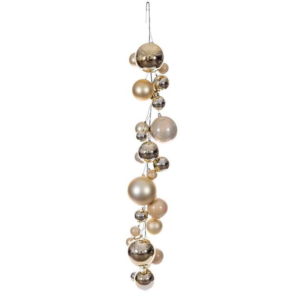 6' Champagne Matte/Shiny/Pearl Ball Branch Wire Garland
