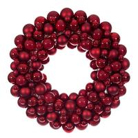 Vickerman 28" Red Matte/Shiny/Pearl Ball Unlit Christmas Ornament Wreath