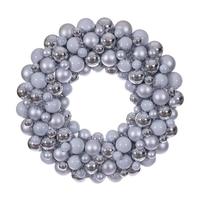 Vickerman 28" Silver Matte/Shiny/Pearl Ball Unlit Christmas Ornament Wreath