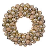 Vickerman 28" Champagne Matte/Shiny/Pearl Ball Unlit Christmas Ornament Wreath
