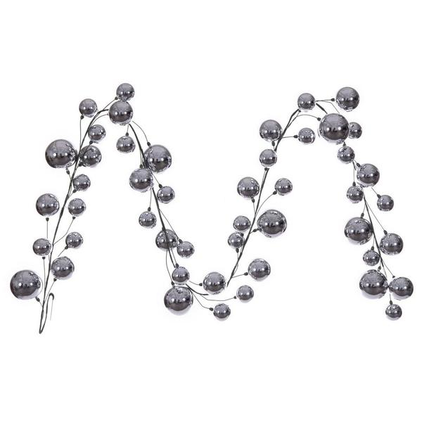 10' Silver Shiny Ball Branch Wire Garland