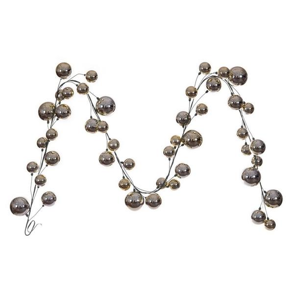 10' Champagne Shiny Ball Branch Wire Garland
