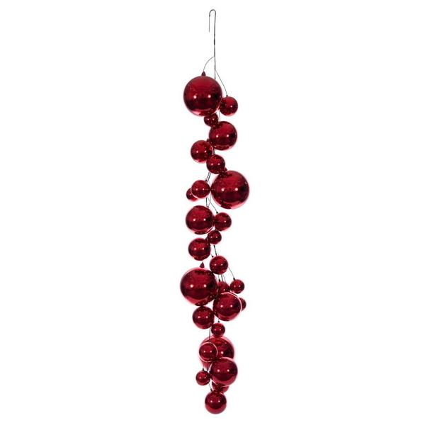 6' Red Shiny Ball Branch Wire Garland