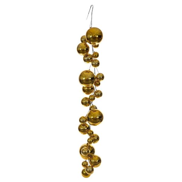 6' Gold Shiny Ball Branch Wire Garland