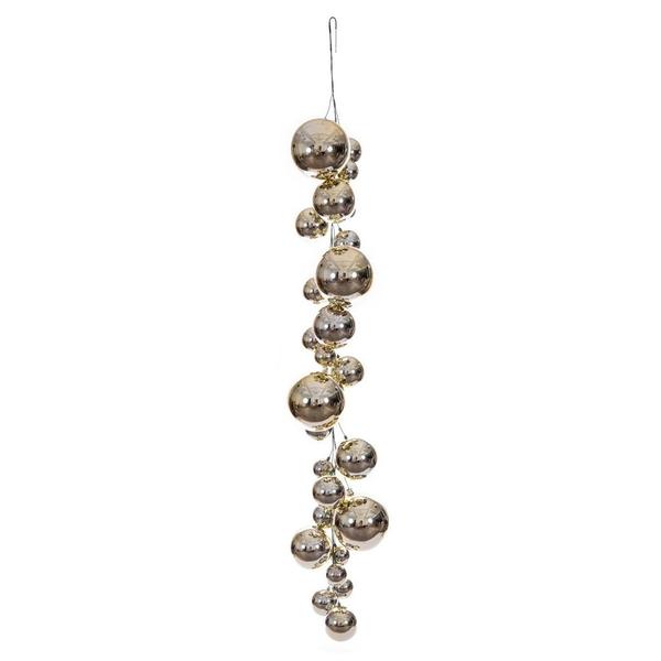 6' Champagne Shiny Ball Branch Wire Garland