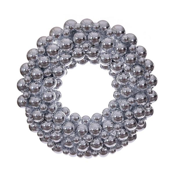 28" Silver Pearl Ball Unlit Christmas Ornament Wreath