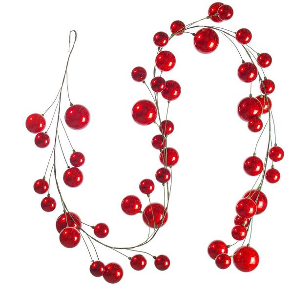 10' Red Candy Ball Wire Garland