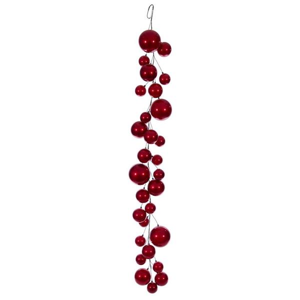 6' Red Candy Ball Branch Wire Garland