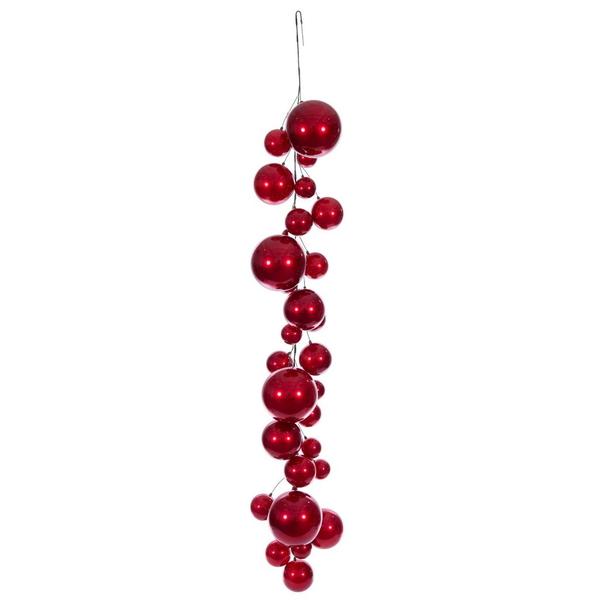 6' Red Candy Ball Branch Wire Garland