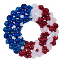 Vickerman 28" Red/White/Blue Matte/Shiny/Pearl Ball Unlit Christmas Ornament Wreath