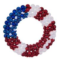 Vickerman 36" Red/White/Blue Matte/Shiny/Glitter Unlit Christmas Ornament Wreath