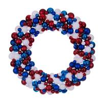 Vickerman 36" Red/White/Blue Matte/Shiny/Glitter Unlit Christmas Ornament Wreath