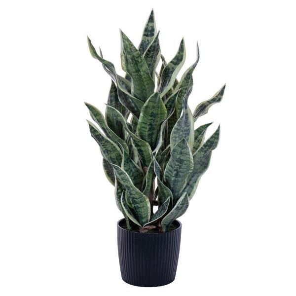 32" x 12" Green/Grey Sansevieria Potted Snake Plant Artificial Plant