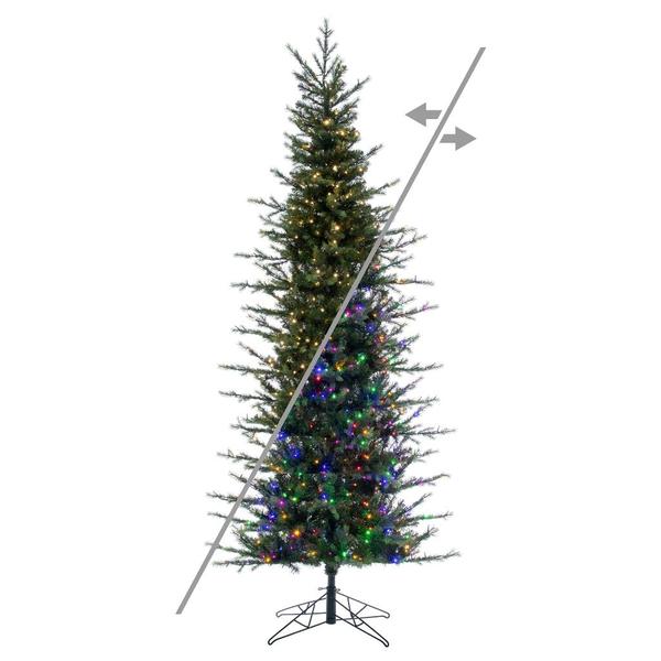 12' x 54" Moutauk Pencil 2100 LED Light Prelit Artificial Christmas Tree