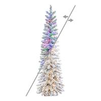 Vickerman 4.5' x 17" Snowy Flocked Alpine 800 LED Lights Pre-Lit Artificial Christmas Tree