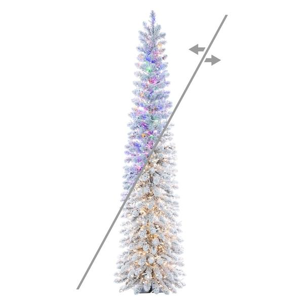 6' x 19" Snowy Flocked Alpine 1100 LED Lights Pre-Lit Artificial Christmas Tree