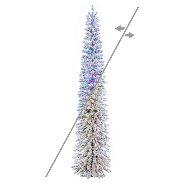 7.5' x 22" Snowy Flocked Alpine 1650 LED Lights Pre-Lit Artificial Christmas Tree