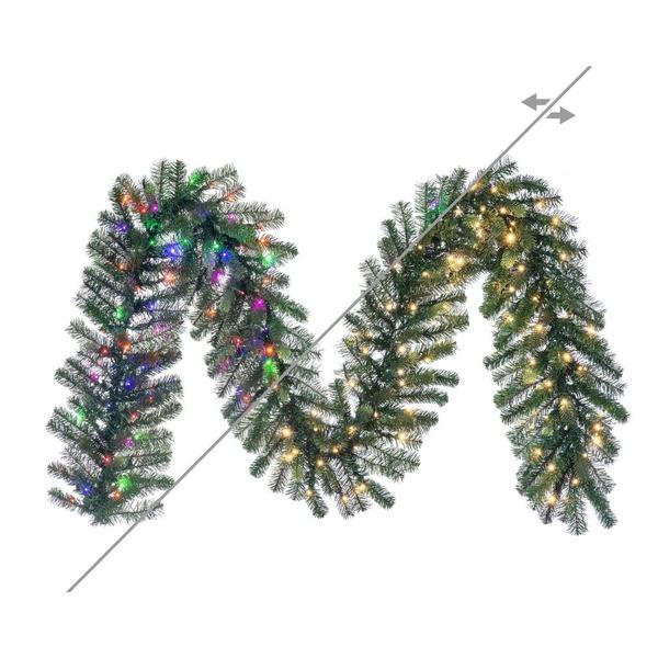 9' x 14" Vermont 240 Tip 150 LED Color Changing Light - Pre-Lit Artificial Christmas Garland