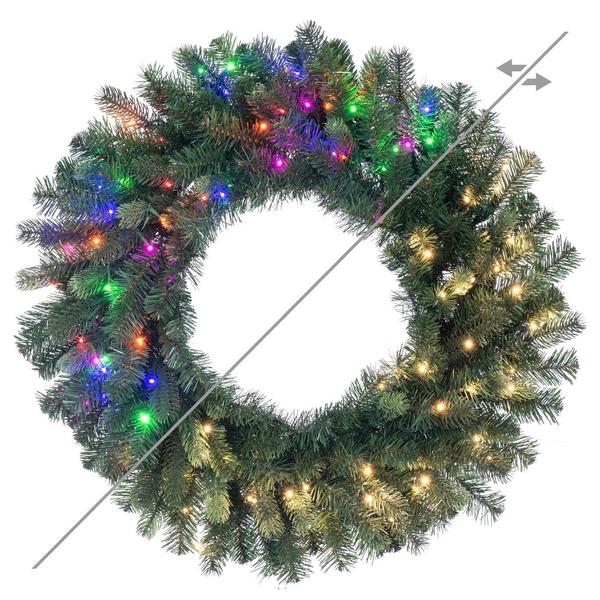 26" Vermont Spruce 100 LED Lights Pre-Lit Artificial Christmas Wreath
