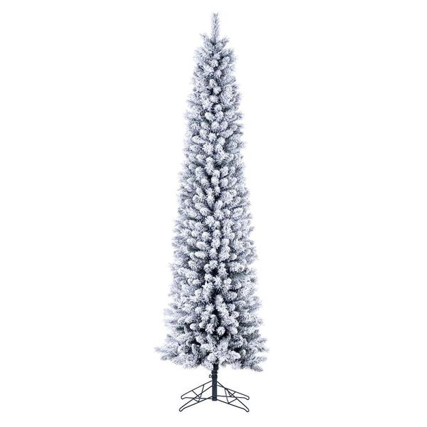 7.5' x 25" Flocked Crest Pencil Unlit Artificial Christmas Tree