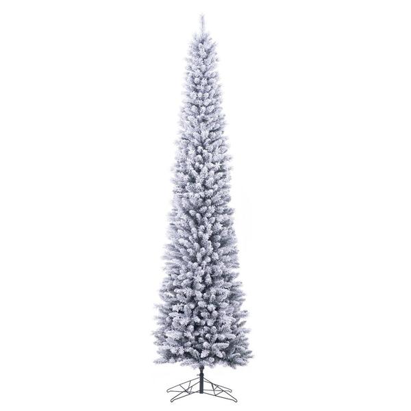 9' x 31" Flocked Crest Pencil UnLit Artificial Christmas Tree