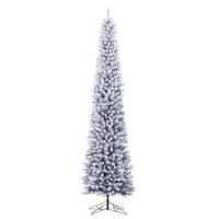 Vickerman 9' x 31" Flocked Crest Pencil UnLit Artificial Christmas Tree
