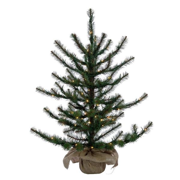 3' x 28" Tabiona Pine 100 LED Lights Pre-Lit Artificial Christmas Tree