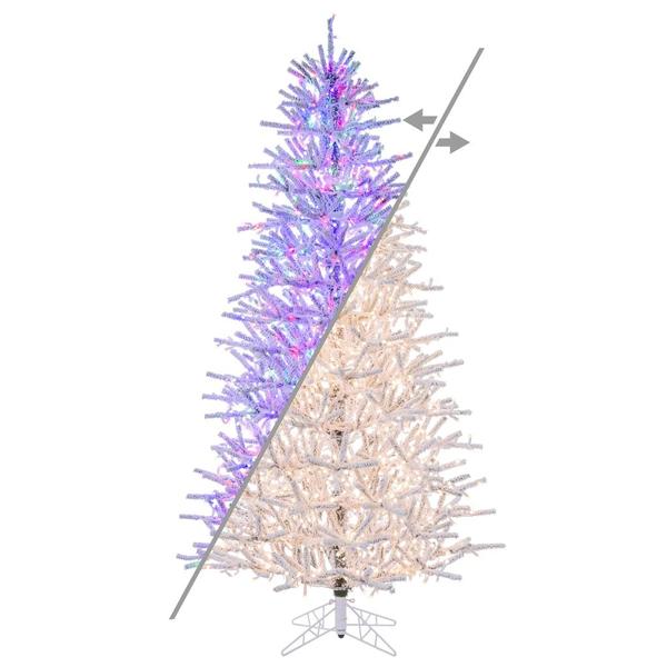 4.5' x 34" Flocked Slim Pistol 550 LED Light Pre-Lit Artificial Christmas Tree