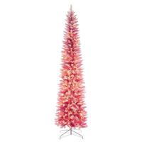 Vickerman 9' x 32" Flocked Pink Pencil Fir 400 LED Light Prelit Christmas Tree