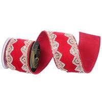 Vickerman 4"x5yd Red Jewel/Sequin Trim Christmas Ribbon