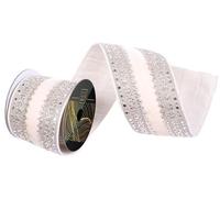 Vickerman 4"x5yd Ivory Velvet Champagne Jewel Christmas Ribbon