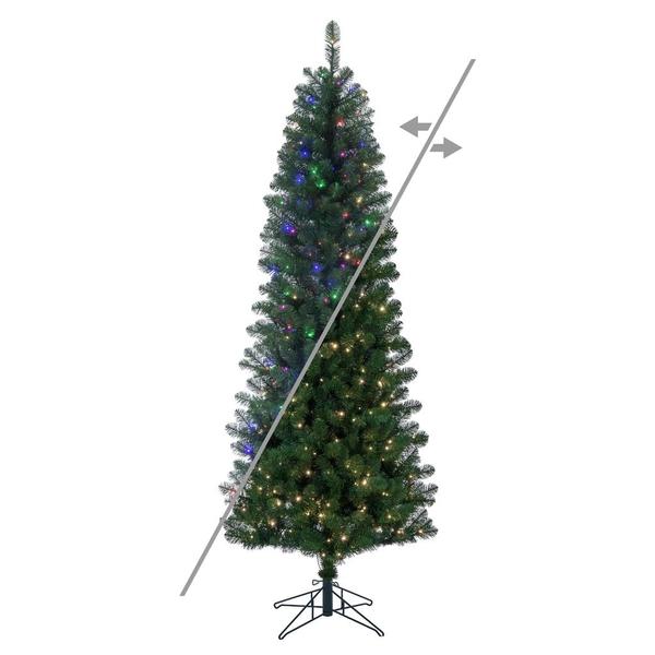 9.5' x 44" Salem Pencil Pine 600 LED Light Pre-Lit Artificial Christmas Tree