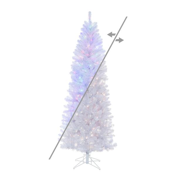 4.5' x 24" White Salem Pencil 150 LED Light Pre-Lit Christmas Tree
