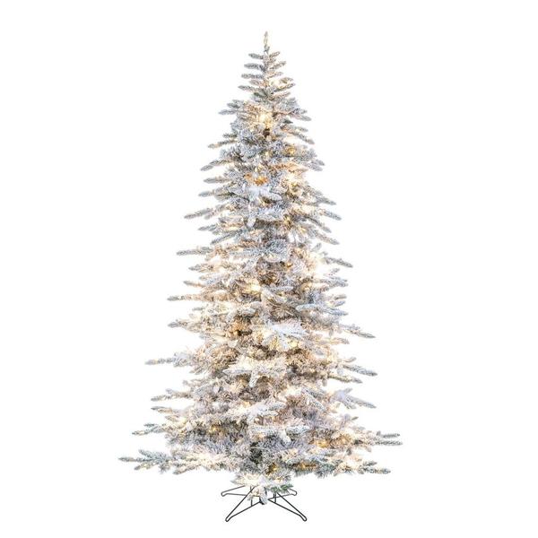7.5' x 54" Flocked Winter LED Warm White Light Fir Pre-Lit Artificial Christmas Tree