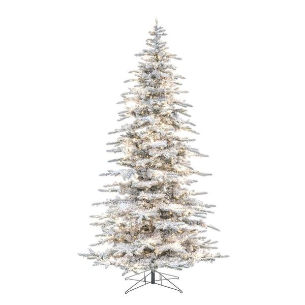 10' x 67" Flocked Winter Fir 1334 Warm White LED Light Prelit Artificial Christmas Tree