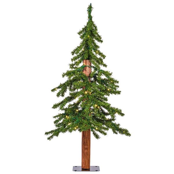 3' x 21" Natural Alpine 50 LED Light Pre-Lit Artificial Christmas Tree