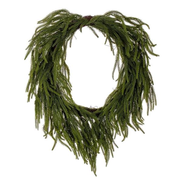 30" Green Norfolk Pine Heart Shaped Artificial Wreath