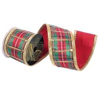 Vickerman 4"x10yd Multi Tartan Nutcracker Antique Gold Trim Christmas Ribbon