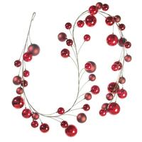 Vickerman 10' Crimson Red Matte/Shiny/Pearl Ball Wire Garland