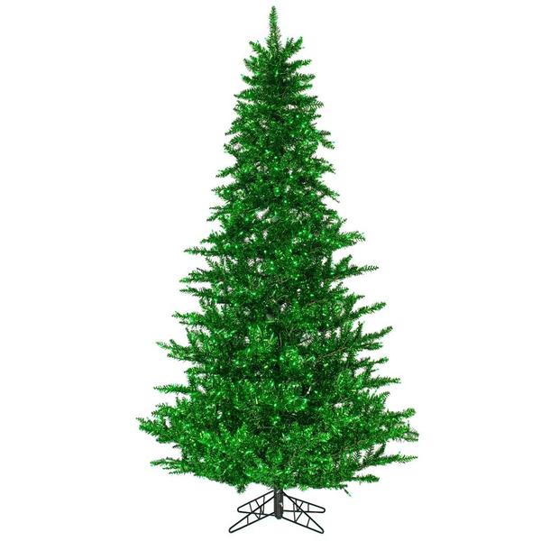 7.5' x 52" Tinsel Green 750 LED Light Prelit Artificial Christmas Tree