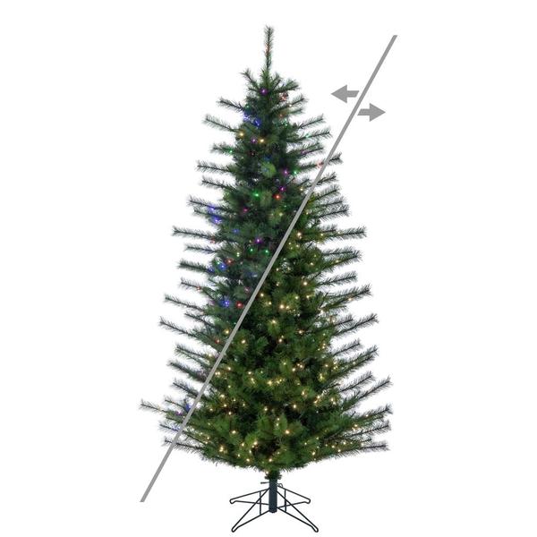 7.5' x 50" Slim Lodge Pole 550 LED Light Prelit Artificial Christmas Tree