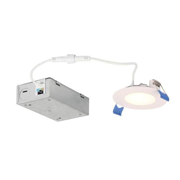 3" 8 watt 120 volt CCT Selectable Smooth Baffle LED Slim Recessed Downlight