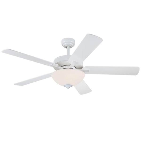 52" 9.8 watt 3000K Natural White Reversible White/Light Maple Blades Frosted Indoor LED Ceiling Fan