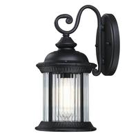 Westinghouse 1 Light Textured Black Clear Ribbed Glass Outdoor Wall Fixture