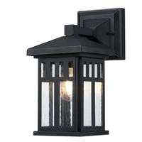 Westinghouse 1 Light Textured Black Clear Seeded Glass Outdoor Wall Fixture