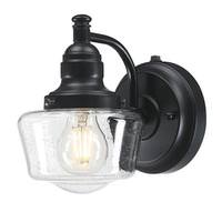Westinghouse 1 Light Matte Black Clear Seeded Glass Outdoor Wall Fixture